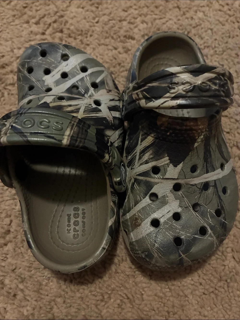 CROCS Kids Camo Classic Clog in Green and Brown
